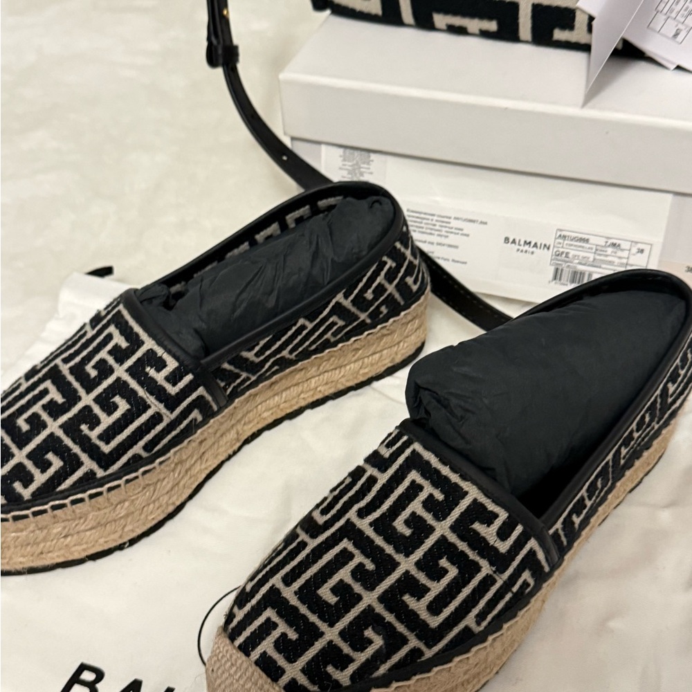 Balmain Black and Cream Espadrilles - Picture 11 of 13